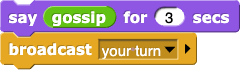 say (gossip) broadcast (your turn)
