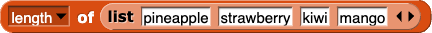 length of ( list (pineapple) (strawberry) (kiwi) (mango)) length of ( list (pineapple) (strawberry) (kiwi) (mango))