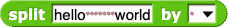 split "hello␠␠␠␠␠␠␠world" by (␠)